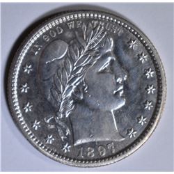 1897-S BARBER QUARTER CH/GEM BU