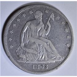 1863 SEATED LIBERTY HALF DOLLAR  VF