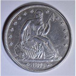 1874 SEATED LIBERTY HALF DOLLAR CH AU