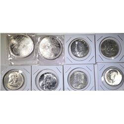 $3 FV 90% SILVER HALVES AND 2- 1oz .999 SILVER