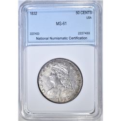 1832 CAPPED BUST HALF DOLLAR  NNC CH BU