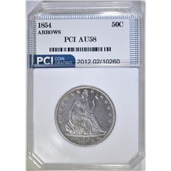 1854 SEATED LIBERTY HALF DOLLAR PCI AU ARROWS