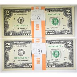 2-PACKS OF 25 2013 $2.00 STAR NOTES