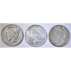 1922, 1922-S & 1923-S CIRC PEACE DOLLARS