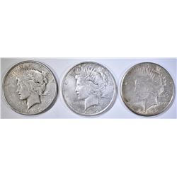 1922, 1922-S & 1923-S CIRC PEACE DOLLARS