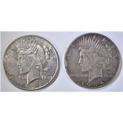 1934-S VF & 1935 AU PEACE DOLLARS