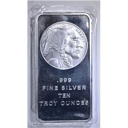 TEN OUNCE .999 SILVER BAR INDIAN/BUFFALO