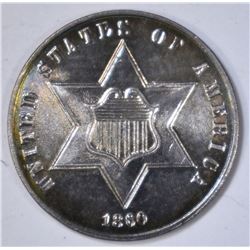 1860 3-CENT SILVER V CH UNC