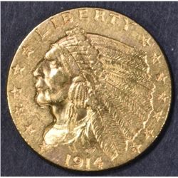1914 $2.5 GOLD INDIAN HEAD BU