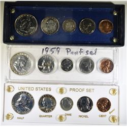 1958 & 2 1959 U.S. PROOF SETS IN PLASTIC HOLDERS