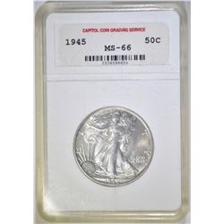 1945 WALKING LIBERTY HALF DOLLAR CCGS SUPERB GEM