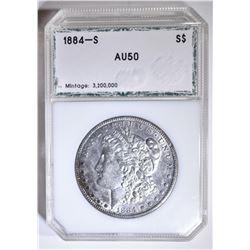 1884-S MORGAN DOLLAR PCI AU