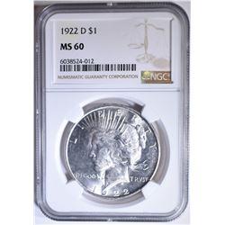 1922-D PEACE DOLLAR NGC MS-60