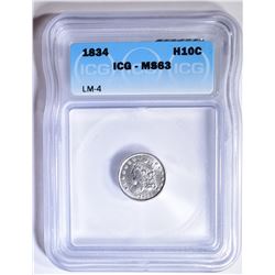 1834 BUST HALF DIME ICG MS-63 LM-4