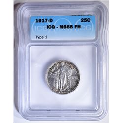 1917-D T-1 STANDING LIBERTY QUARTER ICG MS-65 FH