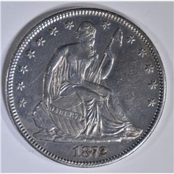 1872 SEATED LIBERTY HALF DOLLAR CH AU