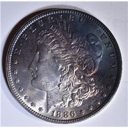 1886 MORGAN DOLLAR GEM BU RAINBOW COLOR