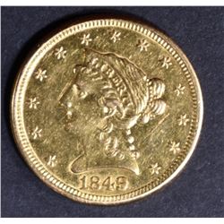 1849 $2.5 GOLD LIBERTY  AU LIGHT MARKS