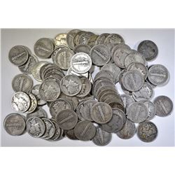 100-CIRC MIXED DATE MERCURY DIMES