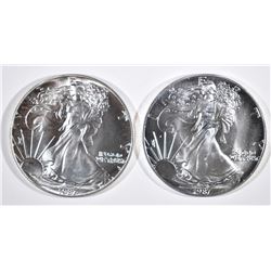 2-1987 BU AMERICAN SILVER EAGLES