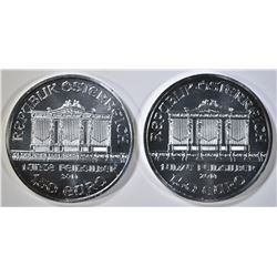 2-2014 AUSTRIAN PHILHARMONIC 1oz SILVER COINS