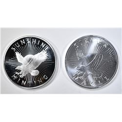 2-SUNSHINE MINT ONE OUNCE .999 SILVER ROUNDS