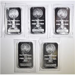 5-ONE OUNCE .999 SILVER BARS