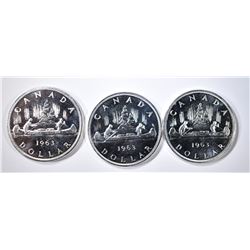 3-1963 CH BU CANADIAN SILVER DOLLARS