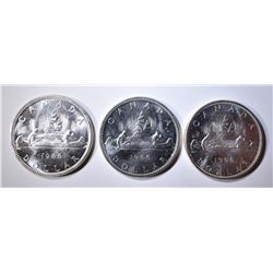 3-1966 CH BU CANADIAN SILVER DOLLARS