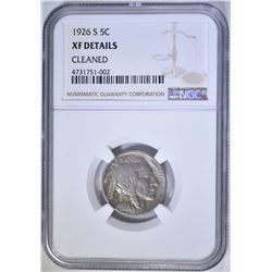 1926-S BUFFALO NICKEL, NGC XF DETAILS, CLEANED