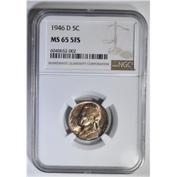 1946-D JEFFERSON NICKEL NGC MS-66 5FS