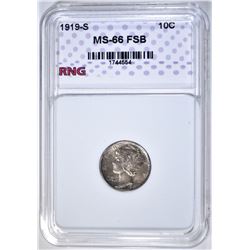 1919-S MERCURY DIME RNG SUPERB GEM BU FSB