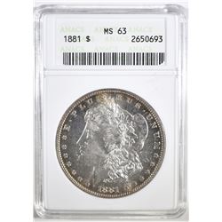 1881 MORGAN DOLLAR ANACS MS-63