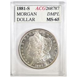 1881-S MORGAN DOLLAR ACG GEM BU DMPL