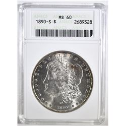 1890-S MORGAN DOLLAR ANACS MS-60