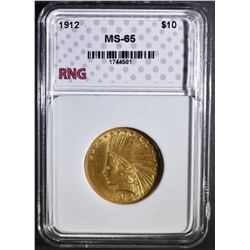 1912 $10 GOLD INDIAN RNG GEM BU, SUPER NICE COIN!