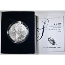 2019-W SILVER EAGLE BU BOX AND CERT