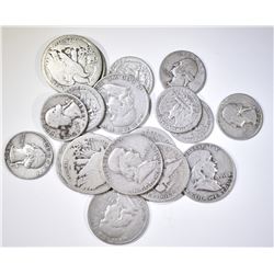 $7 FACE VALUE 90% SILVR QUARTERS & HALVES