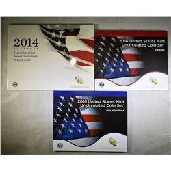 2014 U.S. MINT DOLLAR SET & 2016 U.S. MINT SET