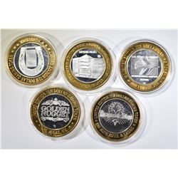 5 LIMITED EDITION $10 SILVER GAMING TOKENS