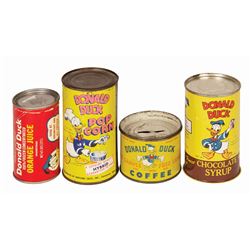 Set of (4) Donald Duck Canned Goods.