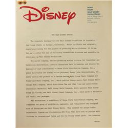 The Walt Disney Studio History & Overview Packet.