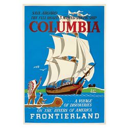 Original Sailing Ship Columbia Attraction Poster.