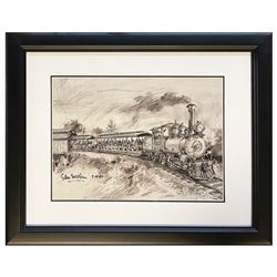 Sam McKim "Fred Gurley" Steam Train Lithograph.