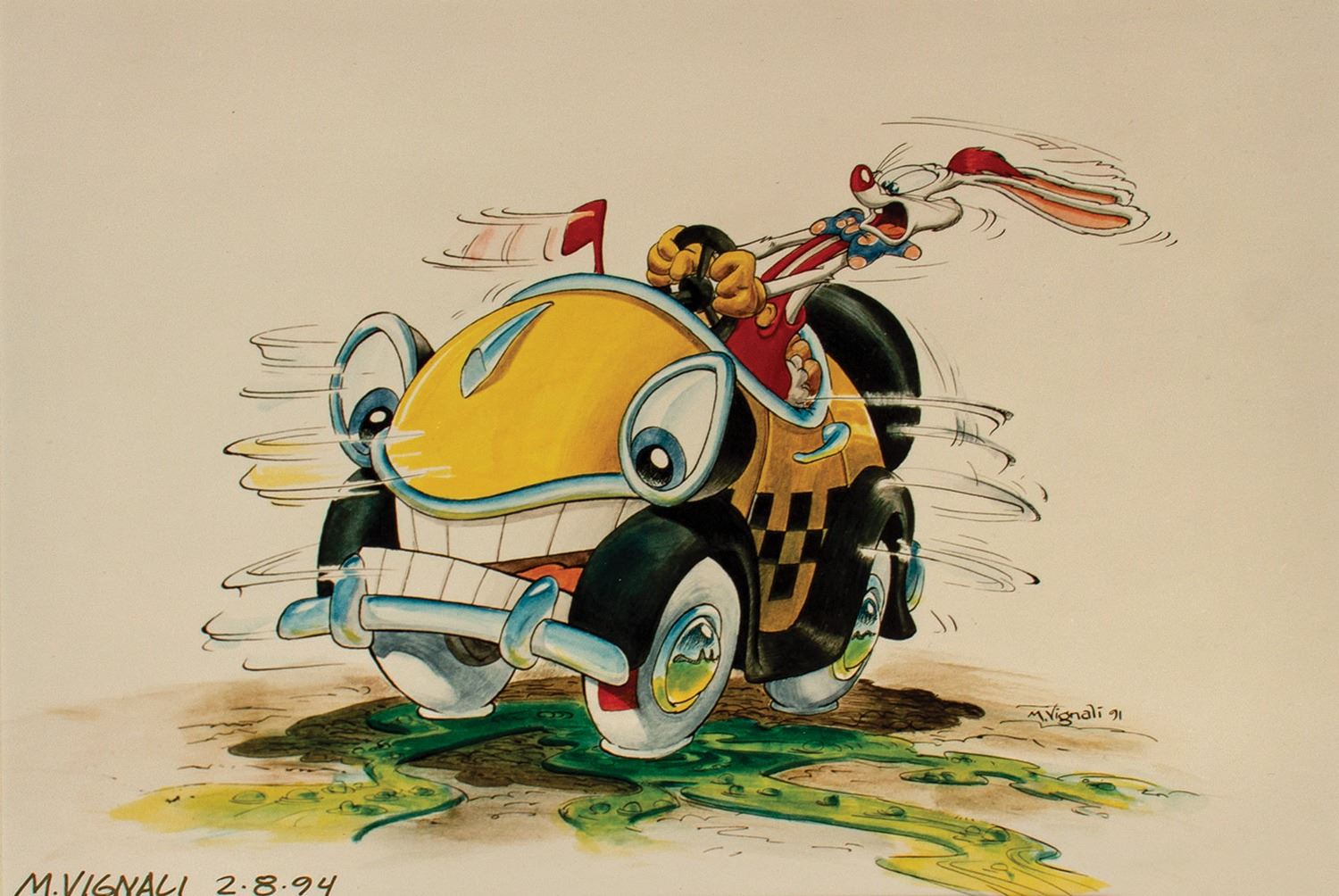 Signed Roger Rabbit's Car Toon Spin Concept Art Print.