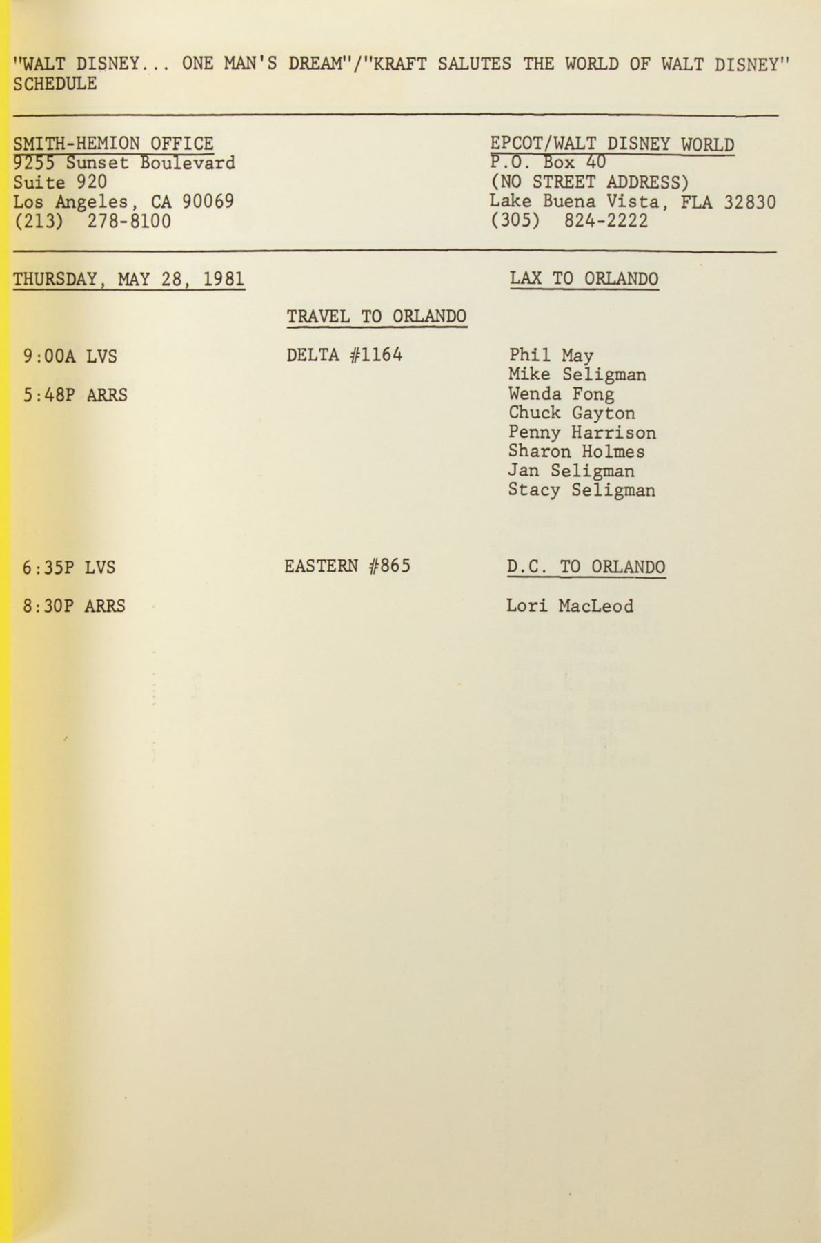 Kraft Salutes the World of Walt Disney World Script.