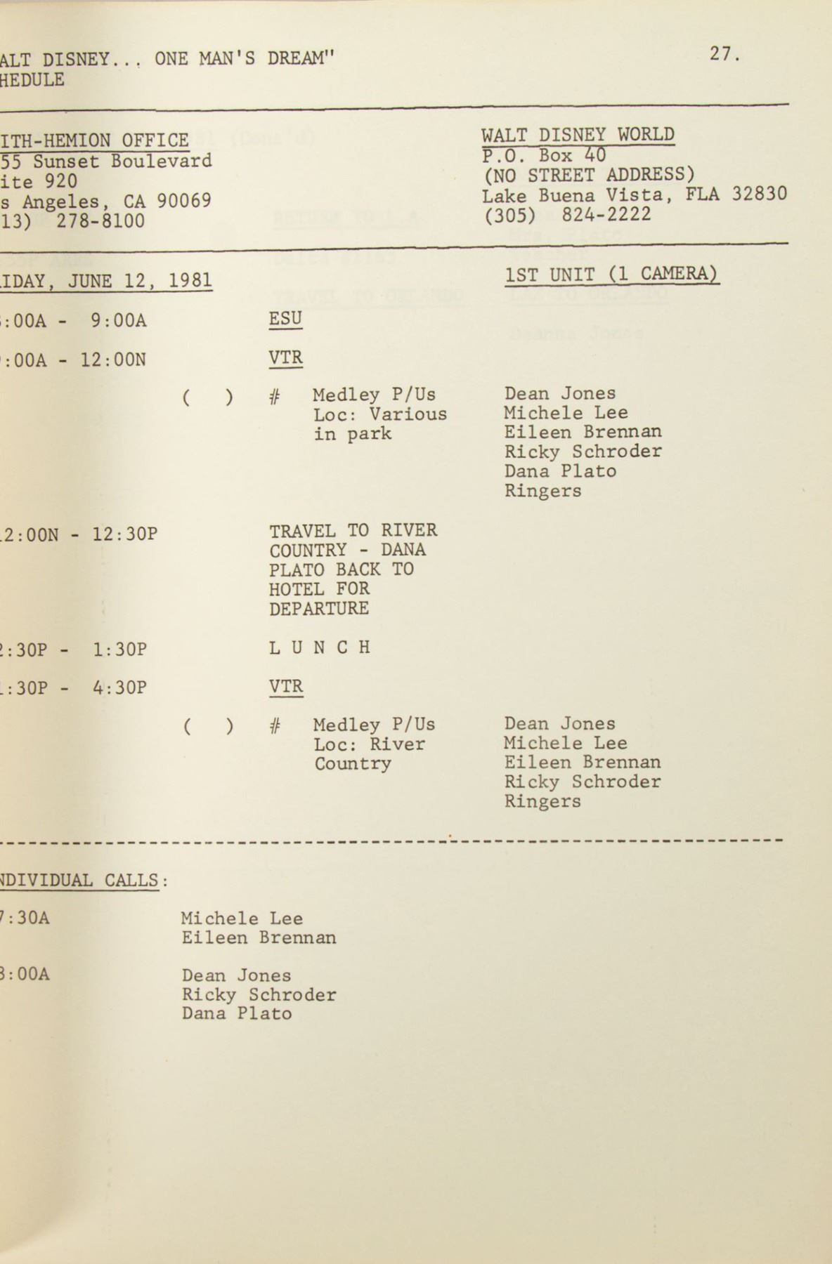 Kraft Salutes the World of Walt Disney World Script.