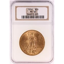 1910 $20 St. Gaudens Double Eagle Gold Coin NGC MS62