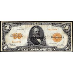 1922 $50 Gold Certificate Note