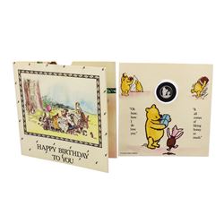 Rarities Mint Disney Winnie The Pooh "Happy Birthday" 1/10 oz. .999 Fine Silver Round
